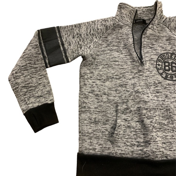 Love | Half Zip Gray Boys Sweater Medium Black Zipper - Picture 4 of 8